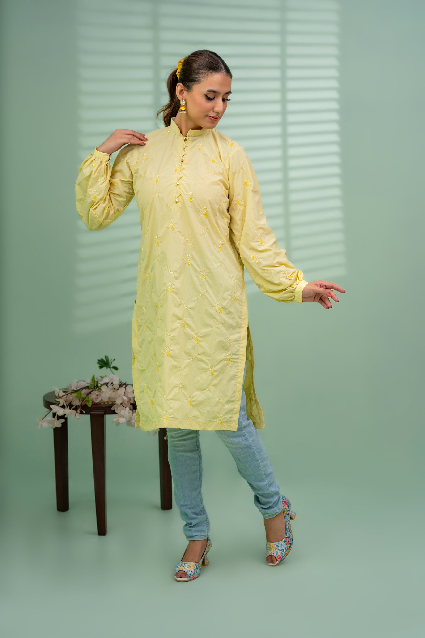 Jahan Ara - Canary Yellow (1-Piece Stitched)