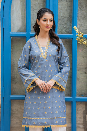 Jahan Ara - Special Cyan Blue (2pcs Stitched-Kurti)