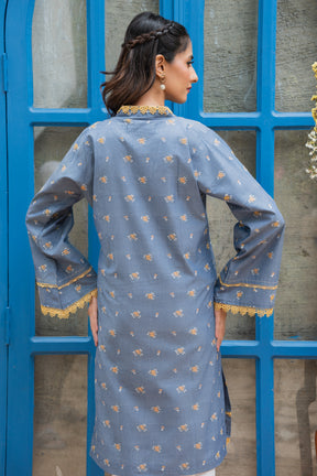 Jahan Ara - Special Cyan Blue (2pcs Stitched-Kurti)