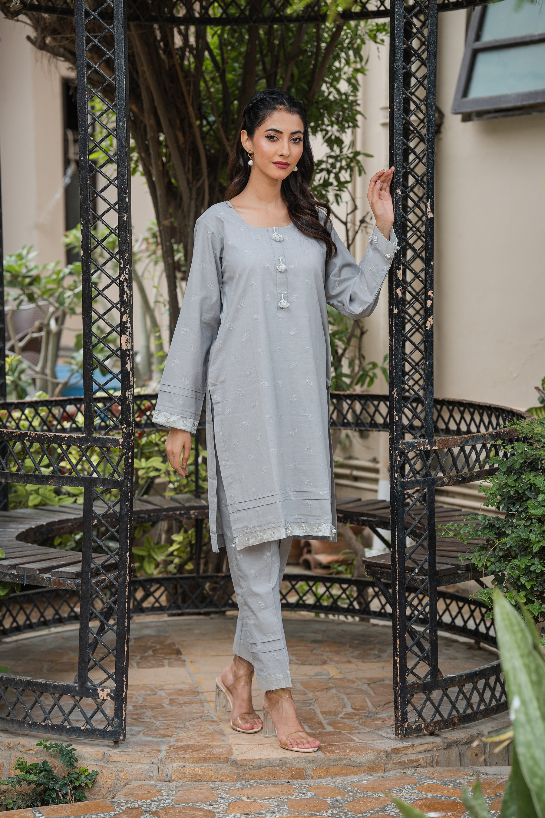 Jahan Ara - Crescent grey (2Pcs-stitched)