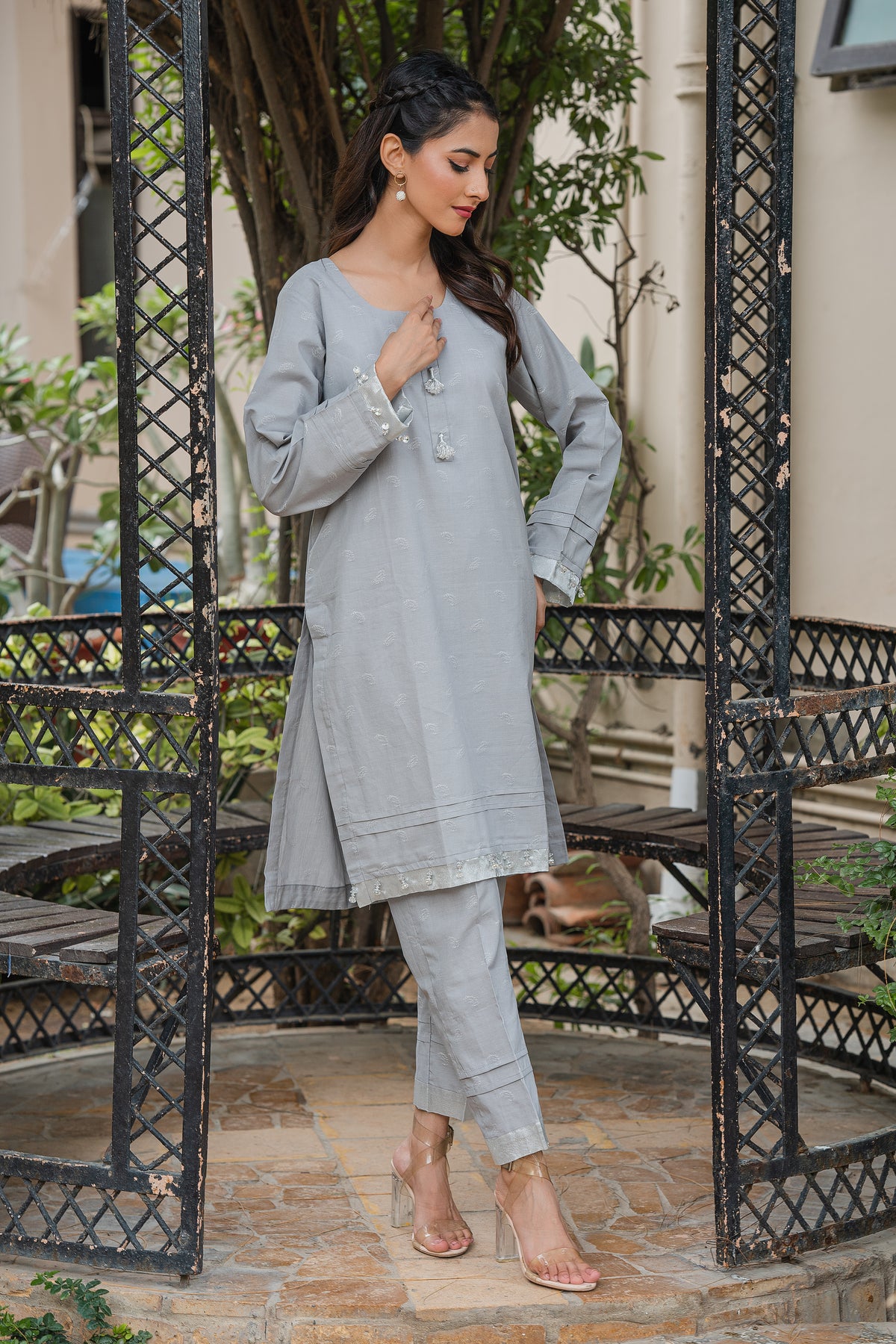 Jahan Ara - Crescent grey (2Pcs-stitched)