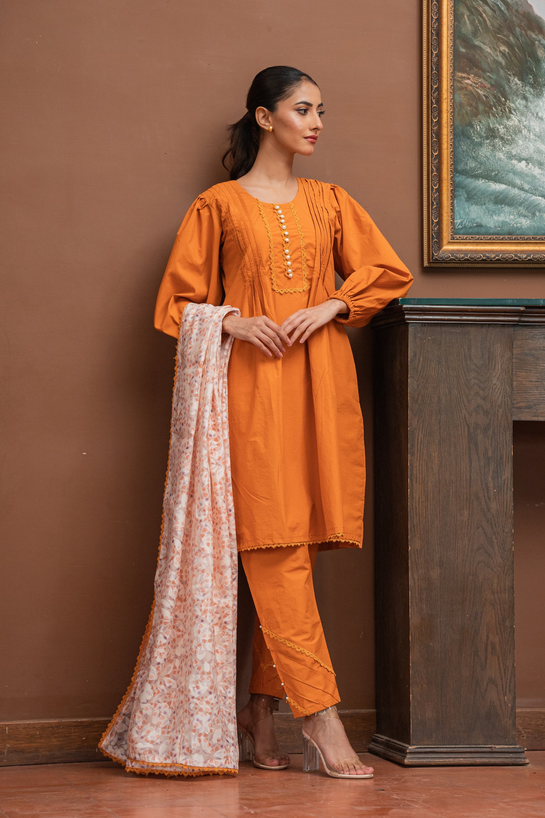 Jahan Ara - Essential orange (3Pcs-Unstitched)